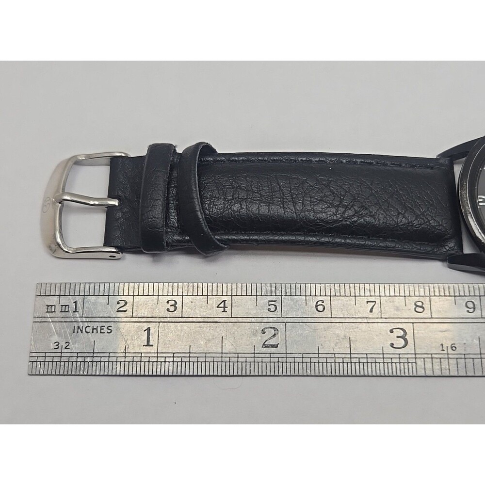 Skagen Denmark Black Stainless 38mm Date Mens Slim Watch New Battery Leather - Picture 9 of 12